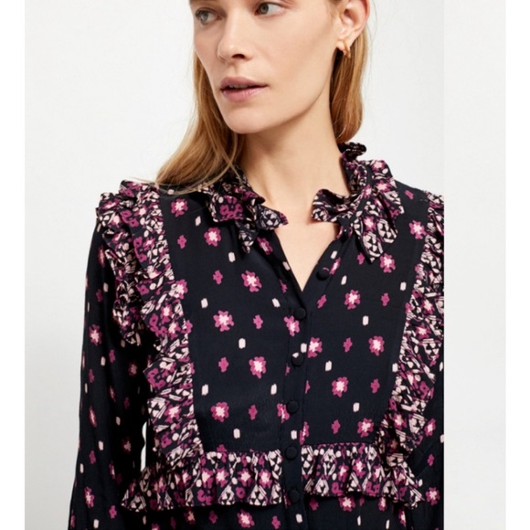 Free People Romantic Ruffles Calico Midi Dress Size S - Picture 7 of 14